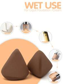 5/6/8PCS Large Brown Makeup Sponge & 4-In-1 Makeup Brush Set, Latex-Free, Wet & Dry Use, Flawless Foundation Application - Multicolor - View 9