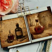 24pcs Dark Academia Alchemy Paper, Vintage Occult Potion Bottle Scrapbooking Cardstock, Mystical Glowing Liquid Craft Paper For Aesthetic Collage, Gothic Journaling, And Ephemera Collection. - Square - View 7