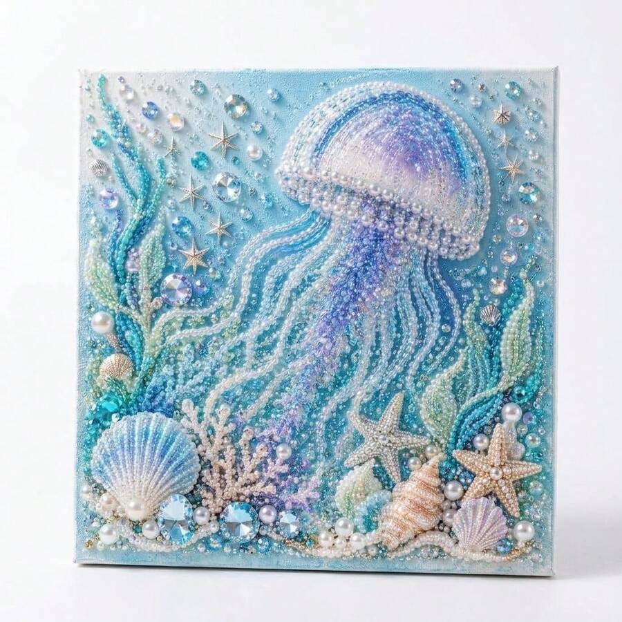 Ocean Pearl Art DIY Hanging Decor Set, Special Shaped Rhinestone Beads Handmade Kit, Coastal Style Window Wall Hanging Decoration, Creative Handmade Art Set, Suitable For Craft Enthusiasts, Home Office Decor Gift - Sets - View 1