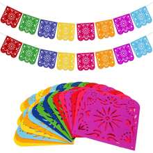 5 Pcs (40 Pieces) Mexican Felt Banners, Colorful Day Of The Dead Party Decorations, Holiday Birthday Party Decor, Day Of The Dead Garland, Mexican Decor, Wedding Holiday Party Halloween Christmas Decorations - A - View 9