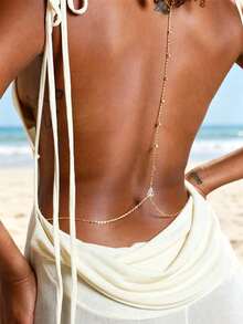 Bohemian Style Sexy Women's Back Chain, Bridal Wedding Dress Accessory - Gold - View 1