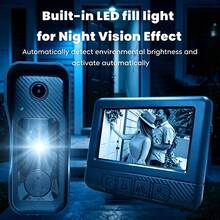 No WiFi 2.4G Wireless Video Doorbell With 4.3 Inch Display, Drill-Free Installation, Two-Way Intercom Kit, Auto-Save Visitor Photos, Night Vision, Suitable For Apartment Rental - View 6