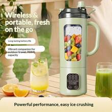 Portable Juice Cup, Multi-Function Large Capacity Fruit & Vegetable Blender Cup, Milkshake Cup, Fresh Blending Anytime Anywhere! Easy To Clean, Multiple Colors Available. Battery Capacity: 1500mAh - Multicolor - View 5