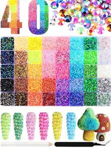 1440pcs Mixed Color Round Flat Back Rhinestones Resin Crystal Gems DIY Craft Decorations For Manicure Garment Phone Case Decor - Multicolor - View 11