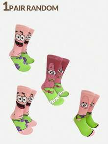 SpongeBob SquarePants 7/3/1入中性趣味卡通印花襪，適合日常穿著、旅行、學校，低筒短襪學生船襪，聖誕禮物、旅行禮物、婚禮禮物、聖誕派對禮物，送給媽媽、爸爸、男性生日禮物、新年禮物、朋友的趣味禮物 - 彩色 - 查看 12