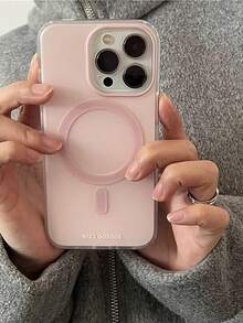Compatible With Apple 17 Pro Max Phone Case 16 Solid Color Macaron Magnetic 13 Minimalist Niche 12 Ins New Style 14 Influencer Couple 12 Pro Wireless Charging 15 Super Popular Phone Cover - Pink - View 2