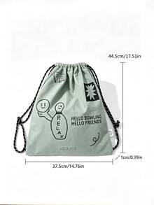 Mochila de estilo coreano con diseño de nicho, estilo Ins, para ir al trabajo, uso diario, compras y actividades al aire libre, con estampado de letras, gran capacidad, nueva, con cordón, para estudiantes universitarios, bolsa cubo de un solo hombro - Verde Oliva - Ver 8