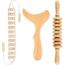 Wooden Massage Tool, Wooden Roller Massage Stick, Back Rope Massager, Gua Sha Board, Lymphatic Detoxification And Shaping Tool, For Relieving Muscle Fatigue - Multicolor - View 9