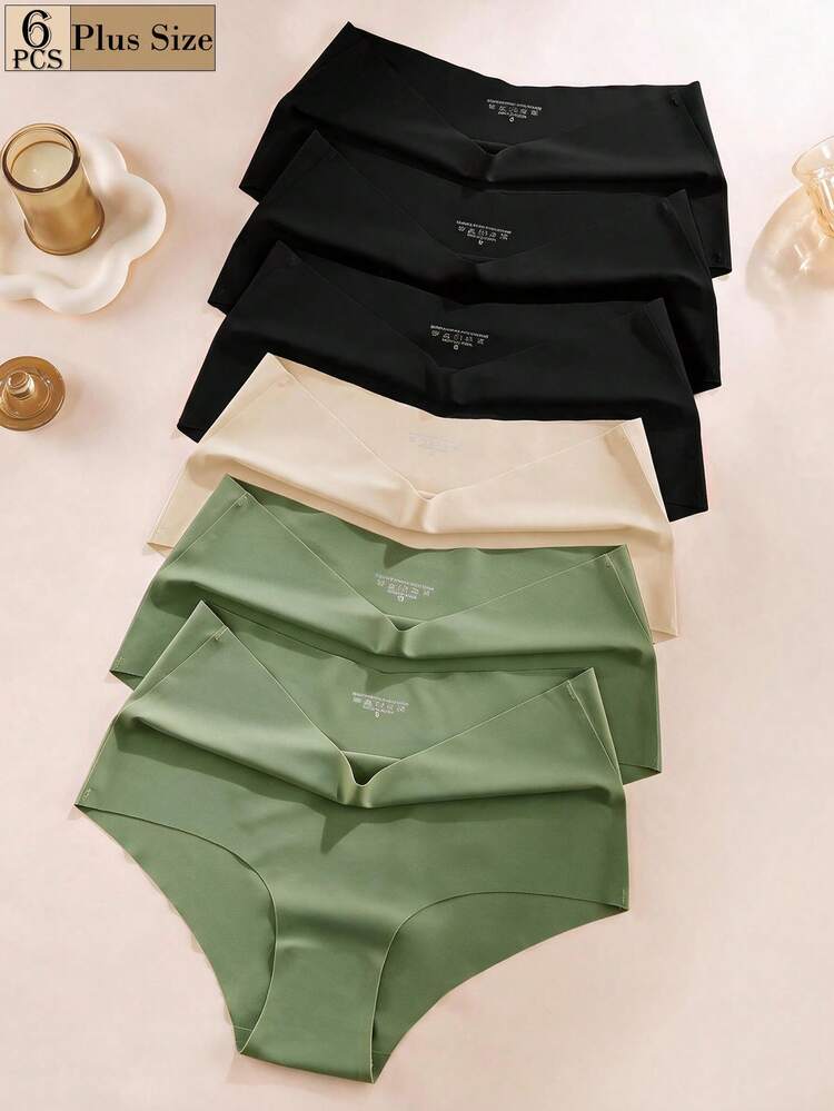 Aofeiqike 6pcs Plus Size High Waist Ice Silk Seamless Panties, Half Butt Style, Cool & Breathable, No Rolling, Candy Color Dopamine Style, Sexy & Skin-Friendly, Suitable For Pregnant Women - Multicolor - View 12