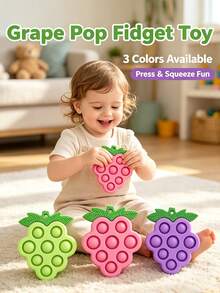 Grape Press Bubble Stress Relief Toy, Sensory Educational Toy, Baby Teething Toy, Small Fingertip Toy With Hanging Feature - Multicolor - View 1