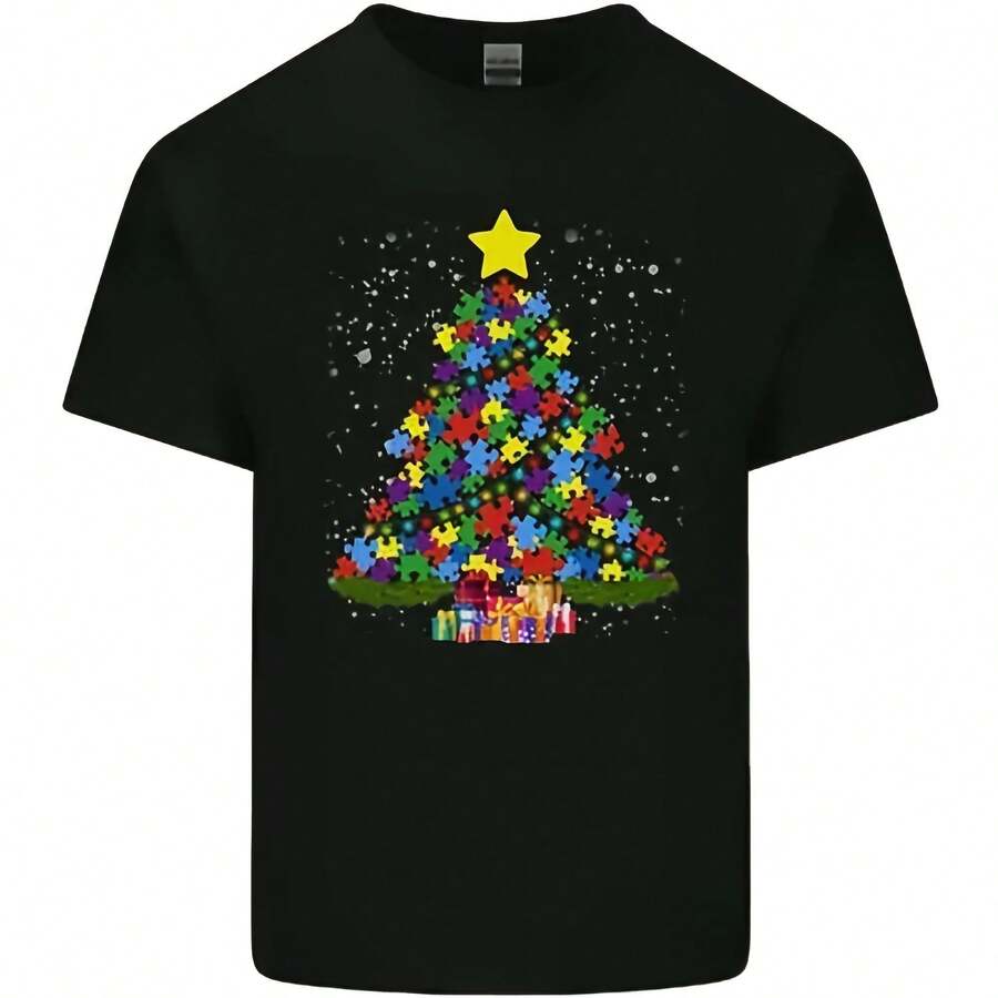Men's Cotton T-Shirt With A Dad Tree Design And Autism Awareness Message - membentuk - View 1