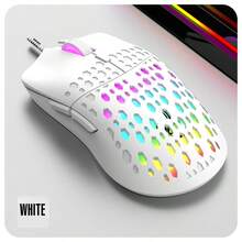 Mouse cablato RGB luminoso con fori per il gioco - Bianco - Visualizzare 10