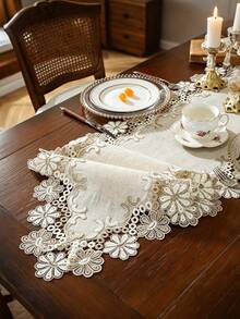 ABEST6522 Home&Living store 聚酯亞麻布料精緻刺繡水溶性鏤空蕾絲廚房餐桌櫥櫃桌巾餐墊家居裝飾家庭聚會節日裝飾派對婚禮裝飾系列 1件裝 - 彩色 - 查看 16