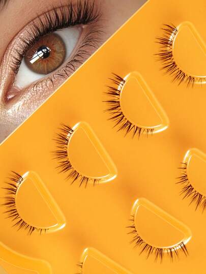 5 Pairs Of Cat Eye Curled Half Eye False Eyelashes, Suitable For Beginners, Fluffy Faux Mink Fur False Eyelashes, Natural Appearance, Transparent Tape Half Eye False Eyelashes, False Eyelashes, Eyelashes, Artificial Eyelashes