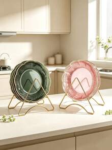 Stackable Transparent Gold Rim Floral Glass Plate Storage Tray Set, Suitable For Christmas And Halloween Party Tableware, Tableware Set, School Supplies, Halloween Home Decor, Daily Necessities, Plate Set And Autumn Home Decor - Transparent Lace Plate 15cm - View 4