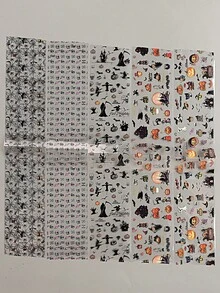 10pcs Halloween Nail Foil Stickers, Cartoon Pumpkin, Spider, Witch, Ghost, Skeleton Patterns, Suitable For 3D Nail Art Decoration (No Adhesive Backing) - Multicolor - View 6
