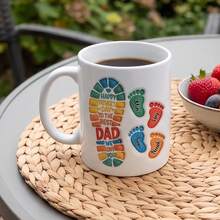 Personalized Father's Day Footprint 11oz Mug, Customizable Baby Name & Footprint Coffee Cup, Gift For The Best Dad - Foot + Small Foot - View 5