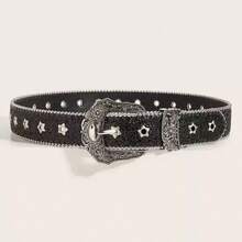 1pc Women's Western Cowgirl Heavy Duty Buckle Y2K Belt Suitable For Daily Wear, Party, Gathering - Black - View 3