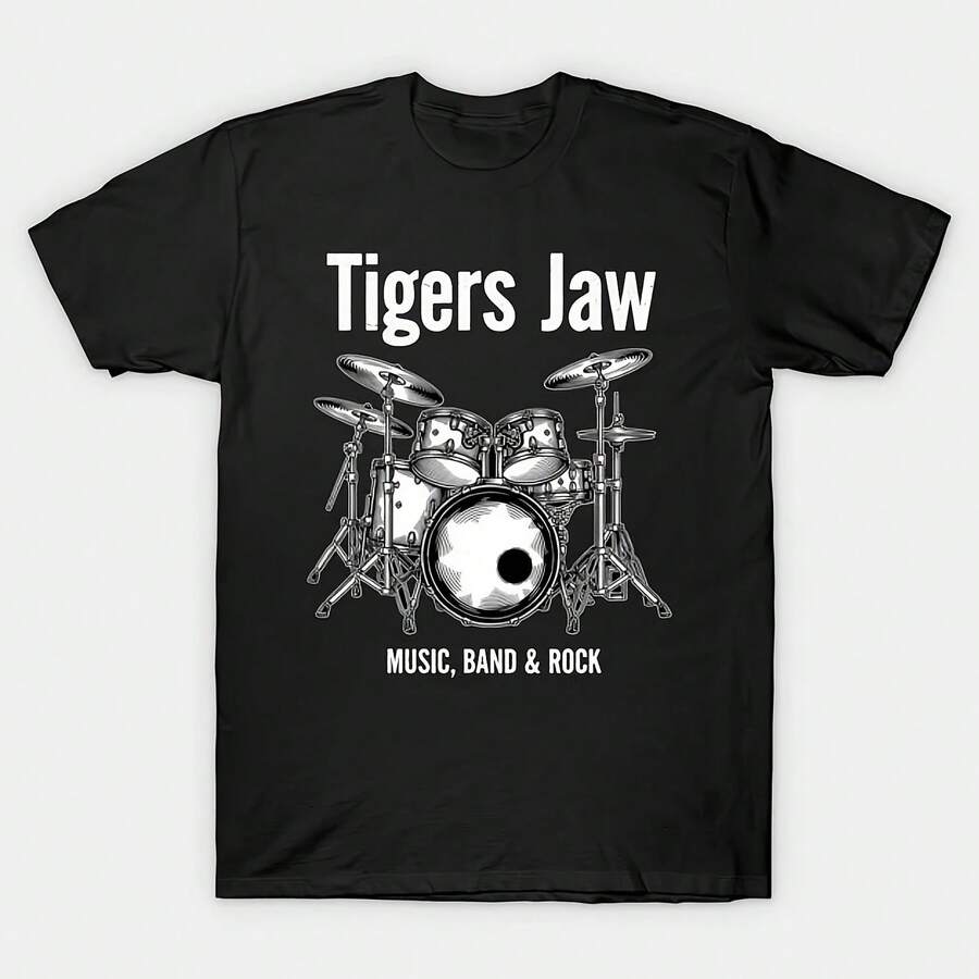 Retro Evolution Men's T-Shirt, Loose-Fit Harajuku Cotton T-Shirt With Drum Design, Destroy Silence Drumming, Summer 2026 - Shape - View 1