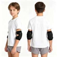 1 Pair Kids Sports Elbow Pads, Unisex Cycling & Dancing Elbow Guards, First Day Of School - Black - View 3