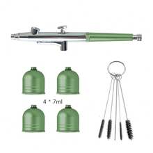 Pistola de aerógrafo portátil con parada automática de 0.3 mm ajustable para pintura corporal, modelos, uñas - Verde - Ver 1