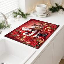1pc Absorbent Quick-Drying Non-Slip Table Mat With Christmas Theme Pattern, Dish Drying Mat, Coffee Machine Mat, Suitable For Kitchen Countertop, Office Desk, Dining Table And More, Christmas Decoration, Multi-Purpose Drainage Mat, Home Gift, Desktop Decor - XYLSD-852 - View 6