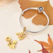 1 Pc 18K Gold Plated Autumn Maple Leaf Wheat Acorn Sunflower Series Charm Fit Bracelet For Diy Jewelry Making, Ideal Choice For Women Jewelry Gift - Gold Or Silver - View 4