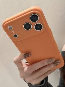 Luxury Skin Feel TPU Camera Protection Soft Phone Case Compatible With IPhone 17 Pro Max 17 Pro 17 16 Pro Max 16 Pro 16 15 Pro Max 15 Pro Max 15 Pro 15 14 Pro Max 14 Pro 14 13 Shockproof Protective Back Cover - Orange - View 3