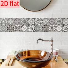 10PCS Retro Black And White Floral Self-Adhesive Tiles, Featuring European Geometric Pattern Design, Made Of Waterproof And Moisture-Resistant PVC Material. Suitable For Use In Bathrooms, Showers, And Kitchen Countertops/Wall Renovations. - CZT7074 - View 7
