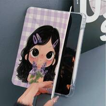 1pc Cream Base Cute Cartoon Girl Pink Headphone Music Note Star All-Over Print Tablet Protective Case, With Pen Slot And Auto Sleep/Wake Function, Compatible With IPad Pro/Air, Pad 5/6/21, Pad, MatePad, Honor Pad. - Multicolor - View 5