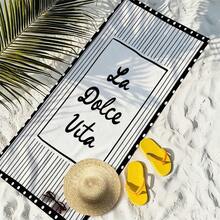 1pc Black & White Retro Striped Beach Towel, Soft Absorbent Lightweight Towel, Suitable For Adults And Teens, Perfect For Beach, Travel And Swimming Beach Blanket - Multicolor - View 5