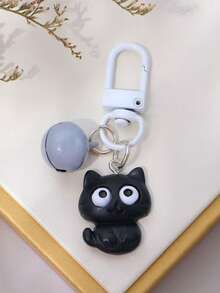 2pcs Fashionable Black And White Cat Keychain, Backpack And School Bag Pendant, Phone Case Pendant, Gift For Girls, Small Gift For Friends - Black and White - View 5