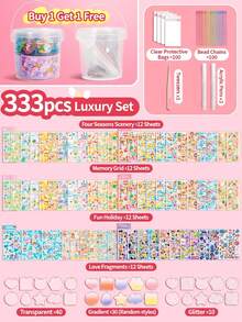 227/537/677件 Gukka 貼紙套裝，DIY 裝飾卡片組附收納盒，可愛剪貼簿用品，適合兒童、女孩、幼兒園禮物，開學第一天 - 彩色 - 查看 10
