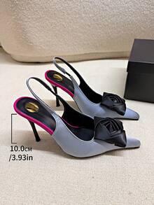 Sandal Hak Tinggi Stiletto Ujung Lancip Cantik Musim Semi 2026 untuk Wanita, Dekorasi Bunga Tanpa Punggung, Seksi & Elegan [Catatan: Bunga 3D Dibuat dengan Tangan, Bentuknya Mungkin Berbeda Secara Acak], Hadiah Hari Ibu - Baby Blue - View 12