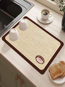 1pc Luxury Faux Linen Woven Pattern Kitchen Mat, 3.5mm Soft Rubber Cuttable, Absorbent & Dirt-Resistant Anti-Slip Kitchen Mat, Living Room Floor Mat, Bathroom Mat, Suitable For Entryway, Hallway, Outdoor Garden - Multicolor - View 2