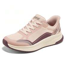 Skechers 女士撞色蜂窩網面緩震防滑耐磨休閒慢跑鞋 - 淺粉色 - 查看 5