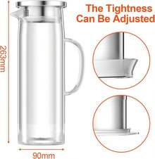 Multifunctional 1.5L Glass Pitcher With Lid, Heat-Resistant Pitcher For Cold And Hot Drinks Like Juice, Tea, Milk, And Coffee - Clear - View 7
