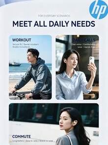 HP Earbud Bluetooth ini memiliki desain over-ear, driver dinamis 18mm, Bluetooth 6.0, dan diamankan dengan silikon cair untuk pemasangan yang stabil, sehingga cocok untuk berlari maupun bepergian. - View 8