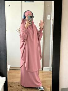 1pc Solid Color Muslim Abaya With Leg-Of-Gigot Sleeve And Cuff Design, Hijab Series, Suitable For Daily Wear And Prayer, Minimalist And Lightweight - Multicolor - View 8