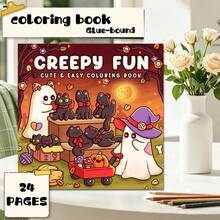 GDTME Otoño Espeluznante: Libro para Colorear para Adultos, Libro para Colorear para Niños, 24 Páginas de Garabatos de Fantasmas Lindos, Otoño/Invierno, Actividad de Colorear Padres-Hijos, Sanación, Adecuado para Niñas, Niños, Cumpleaños, Aniversario, Regalo de Vacaciones, Regreso a la Escuela, Halloween, Navidad, 7.9x7.9'', Mejorando la Creatividad, Bellamente Diseñado - Otoño terrorífico - Ver 12