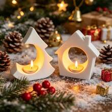 SILIKE LUFEI Set 3 buah Cetakan Silikon Tempat Lilin Rumah Pohon Natal, Cocok untuk Resin, Plaster, Lilin, Produk Aromaterapi, Cetakan Silikon untuk Pajangan Dekorasi Rumah - cetakan silikon - View 3