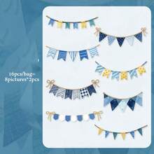 16pcs/Bag Ribbon Series Sticker Set, Creative Scrapbooking Base Material, Suitable For Office Journal, Greeting Cards, Cup Holder Decoration And Back To School Gifts - Multicolor - View 13