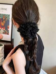 2PCS New French Style Premium Multi-Layer Lace Scrunchies, Large Hair Ties For Women, Ponytail Hair Accessories, Soft Slouchy, Exquisite Hair Decor - Multicolor - View 8