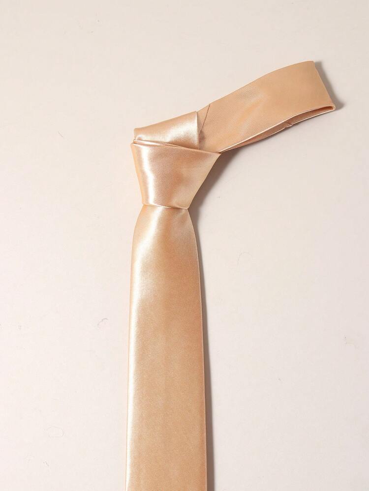 1 pieza Corbata de unicolor para hombre, corbata estrecha formal de negocios (5cm) - Caqui - Añade 2