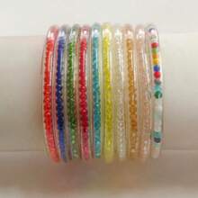 7pcs/Set Fashion Crystal Glitter Jelly Bracelets For Women, Lucky Symbol Buddhist Wristbands - Multicolor - View 11