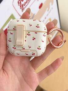 Casing Earphone Cherry Hunting Dog dengan Motif Polka Dot dan Pita, Dilengkapi Fungsi Saklar, Jendela Pop-Up dengan Penyangga untuk Mencegah Jatuh, Kompatibel dengan 4 Pro, 2 Pro, 3 Pro. Tersedia dalam Berbagai Warna. Cocok Sebagai Hadiah untuk Musim Kembali ke Sekolah, Hari Valentine, Natal, dan Ulang Tahun. - MultiWarna - View 24