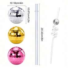 2pcs/6pcs Disco Ball Cups, Beverage Cups With Straws, Silver Metallic Foil Colorful Graduation Anniversary Bachelorette Party Birthday Disco Cups, Suitable For Parties, Graduation Parties (Straws Not Included) - Multicolor - View 7
