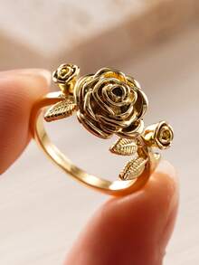 1 pieza Anillo hermoso para mujeres, joyería para boda, compromiso y fiesta, regalo del Día de San Valentín - Amarillo Oro - Ver 6