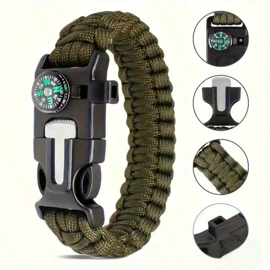 Gelang Tangan Luar Ruangan dengan Kompas dan Peluit, Gelang Multifungsi, Cocok untuk Penggunaan Sehari-hari, Alat Darurat, Perlengkapan Luar Ruangan, Tahan Lama dan Andal, Pilihan Ideal untuk Pecinta Aktivitas Luar Ruangan - MultiWarna - View 1