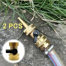 2 Pack Brass Garden Hose Shut-Off Valves, Heavy Duty One-Way Ball Valve, GHT 3/4" Threaded Connection, Includes Extra Washers, Leak-Proof Adapter, Suitable For Lawn Care, Gardening And Car Washing, Pure Brass Construction - Type a - View 1